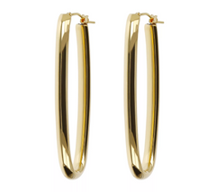 BellaOro 14K Gold Over Resin Elongated Oval Hoop Earrings