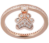 Diamonique 14K Clad Sterling Silver Paw Print Charm Ring, Size 5