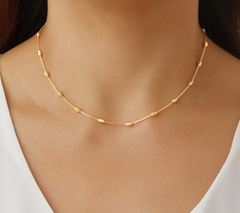 Veronese 18K Gold Clad 16" Diamond Cut Bead Necklace