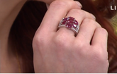 Colleen Lopez Sterling Silver Oval Ruby & White Zircon 7-Stone Ring. Size 5