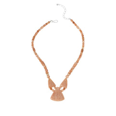 Jay King Sterling Silver Madagascar Peach Stone Necklace 18" .925