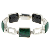 Jay King Sterling Silver Malachite Black Chalcedony Reversible Link Bracelet