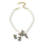 Heidi Daus "Bunny Hop" Crystal Necklace and Earring Set, Pierced White