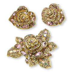 Heidi Daus Showered Flowers Crystal Pin & Earrings Set, Violet AB