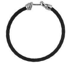 Mirell Titanium Cable & Sterling 1-1/2" Hoop Earrings