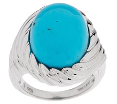 QVC Sterling Silver Bold Turquoise Scroll Design Ring, Size 5