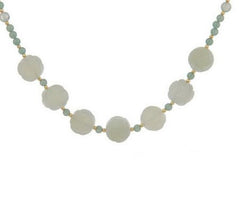 Lee Sands Green Carved Rose Necklace, 18"