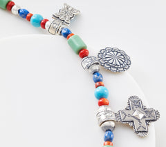 American West Sterling Charm & Gemstone Bead Treasure Necklace