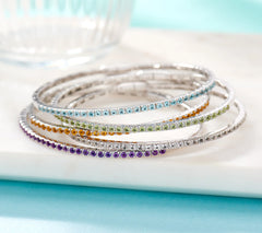 Affinity Gems Sterling Silver Bangle Bracelet, Citrine, Large