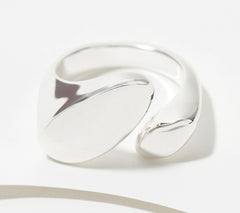 UltraFine Silver Polished Double Signet Bypass Ring, Size 8