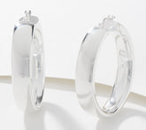 UltraFine Silver Polished Round Hoop Earrings, 1.5"