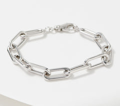 Sterling Silver Paperclip Chain Bracelet, By Silver Style, Small
