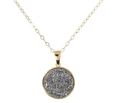 Veronese Sterling Silver Goldclad Drusy Pendant w/ Chain, 18"