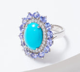 Affinity Gems Sterling Silver Sleeping Beauty Turquoise & Tanzanite Stone Ring, Size 9
