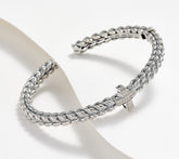 JAI Sterling Silver Diamond Symbols of Love Cuff, Average: 7-1/4"