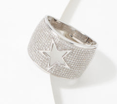 Affinity Diamonds Motif Cigar Band Ring Sterling Silver, Size 6