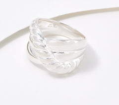 UltraFine 950 Fine Silver Torchon Bold 3-Row Band Ring Size 7