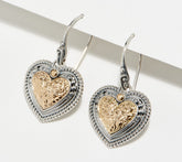 Artisan Crafted Sterling Silver & 18k Gold Accents Heart Earrings