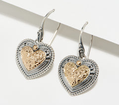 Artisan Crafted Sterling Silver & 18k Gold Accents Heart Earrings