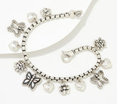 JAI Sterling Silver Butterfly Charm Bracelet, 7-1/4" (6-3/4" Fit)