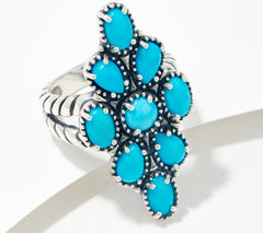 American West Sterling Silver Turquoise Cluster Ring, Size 10