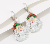 Kirks Folly Christmas Magic Santa Leverback Earrings, Silvertone