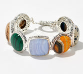 Artisan Crafted Fancy Cushion Cabochon Gemstone Bracelet, 7-3/4"