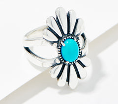 American West Sterling Silver Sleeping Beauty Turquoise Oval Ring Size 5