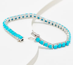 Affinity Gems Turquoise Cushion Cut Tennis Bracelet, Small