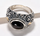 Artisan Crafted Sterling & 18K Black Star Diopside Ring Size 8