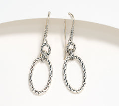 Artisan Crafted Sterling Silver Tulang Naga Oval Drop Earrings