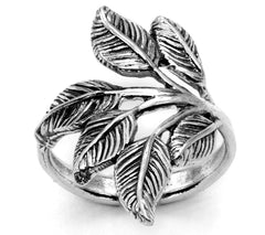 Or Paz Sterling Silver Leaf Ring, Size 8