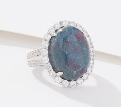 Affinity Gems Oval Opaque Gem and White Zircon Ring Size 7