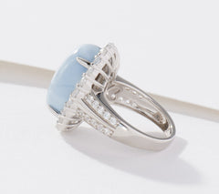 Affinity Gems Oval Opaque Gem and White Zircon Ring, Size 6