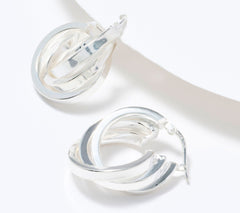 UltraFine 950 Silver Triple Hoop Earrings, 1"