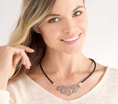 American West Braided Leather & Sterling Silver Teardrop Necklace