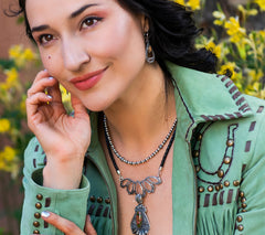 American West Braided Leather & Sterling Silver Teardrop Necklace