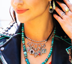 American West Braided Leather & Sterling Silver Teardrop Necklace
