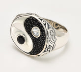 Third Person Sterling Silver Creative Soul Yin Yang Gemstone Ring, Sz 10
