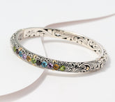 Artisan Crafted Sterling Silver Natural Semi-Precious Gem Bangle, 8"