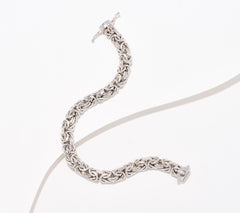 QVC Silver Style Byzantine Bracelet with Magnetic Clasp, 6-3/4"