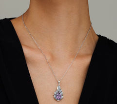 Or Paz Sterling Silver Pear Rose-de-France Leaf Pendant Necklace, 18"