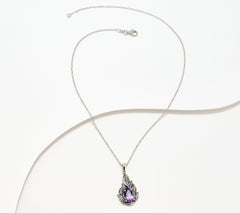Or Paz Sterling Silver Pear Rose-de-France Leaf Pendant Necklace, 18"