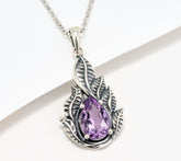 Or Paz Sterling Silver Pear Rose-de-France Leaf Pendant Necklace, 18"