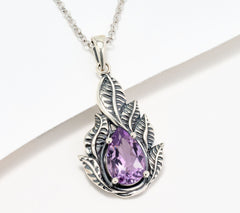 Or Paz Sterling Silver Pear Rose-de-France Leaf Pendant Necklace, 18"
