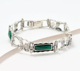 Or Paz Sterling Silver Organic Leaves Malachite Line Bracelet, Small
