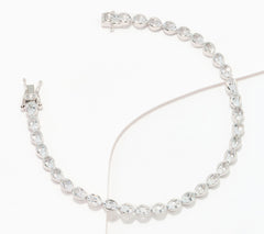 Affinity Gems Sterling Silver Oval Cut White Topaz Tennis Bracelet Avg; 7-1/4"