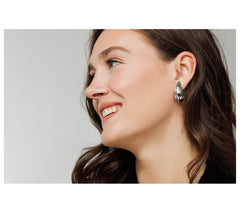 Or Paz Sterling Silver Bumby Textured Teardrop Stud Earrings, 1-1/4"