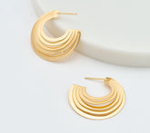 David Markstein Sterling Silver Polished Sunray 1-1/4" 18K Gold-Plated Hoop Earrings