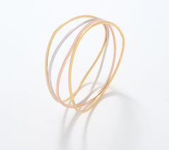 David Markstein Tri tone Sterling Silver Multi Fine Line Bangle, Average